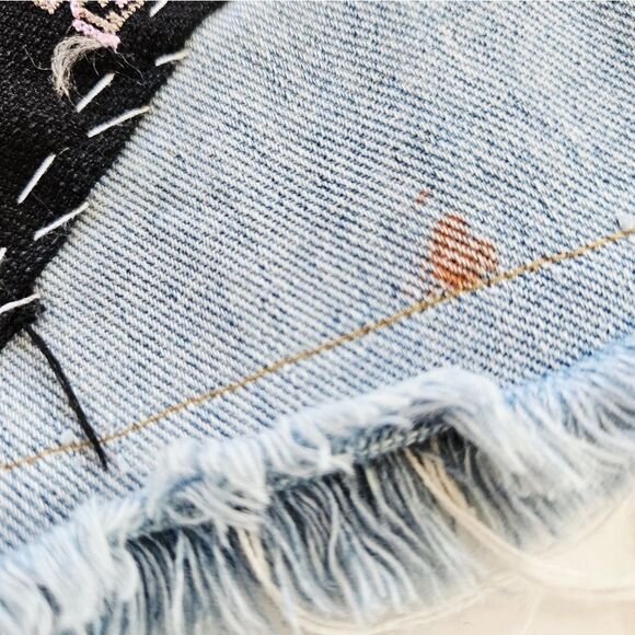 Vintage Reworked Timberland Upcycled Y2K Denim Embroidered Patchwork Skirt 12 - Picture 4 of 15
